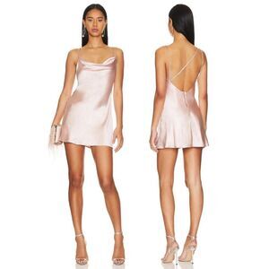 Revolve Tularosa Noah Cowl Neck Satin Mini Dress in Blush Pink Size Medium